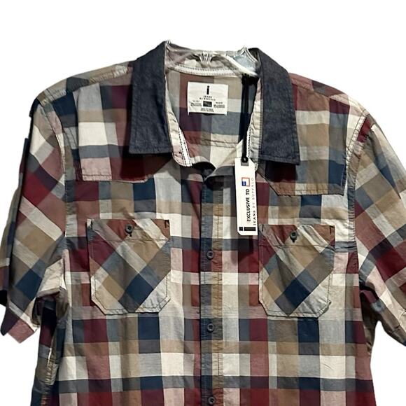 i Jeans by Buffalo Shirt Mens XXL Button Up Plaid NWT Short Sleeve Cotton - Picture 4 of 14